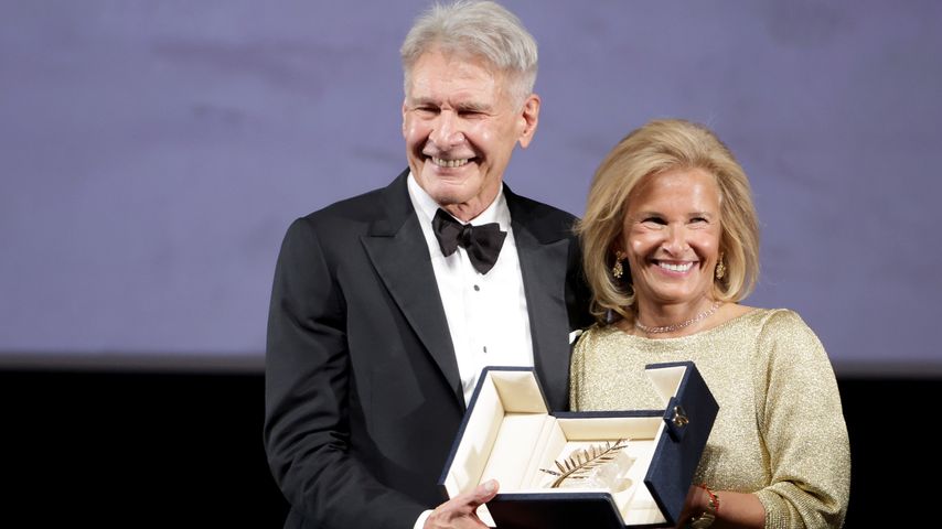 Harrison Ford bei der Verleihung der Ehrenpalme von der Präsidentin der Filmfestspiele in Cannes
