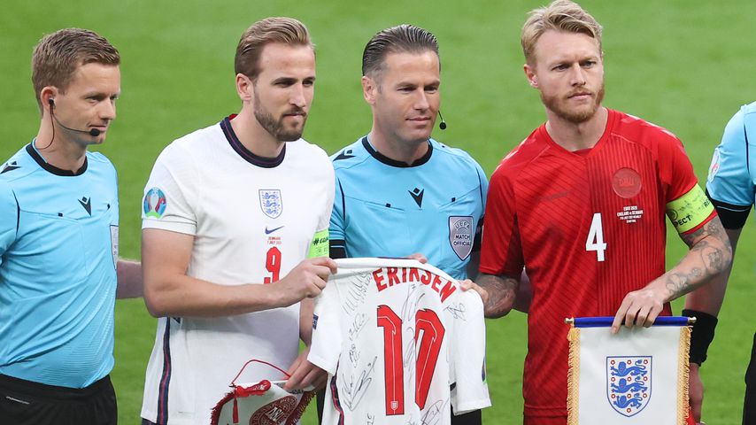 Harry Kane und Simon Kjær beim EM-Halbfinale, 2021