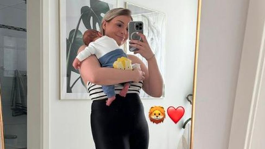 Influencerin HealthyMandy mit ihrem Sohn, im Juni 2024
