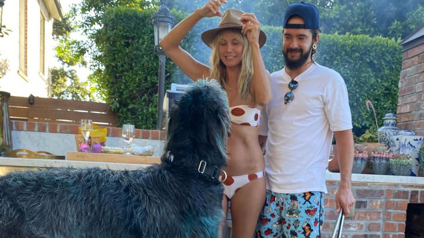 Heidi Klum, ihr Mann Tom Kaulitz und ihre beiden Hunde im September 2020