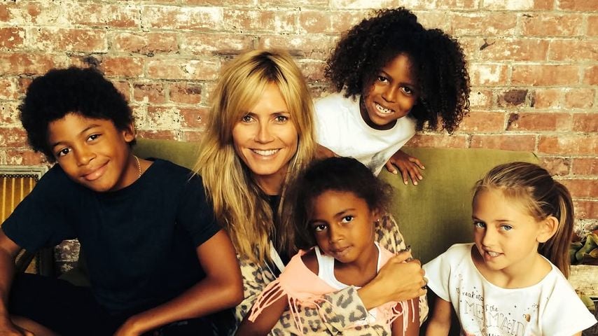 Model Heidi Klum mit ihren Kindern Leni, Henry, Johan und Lou