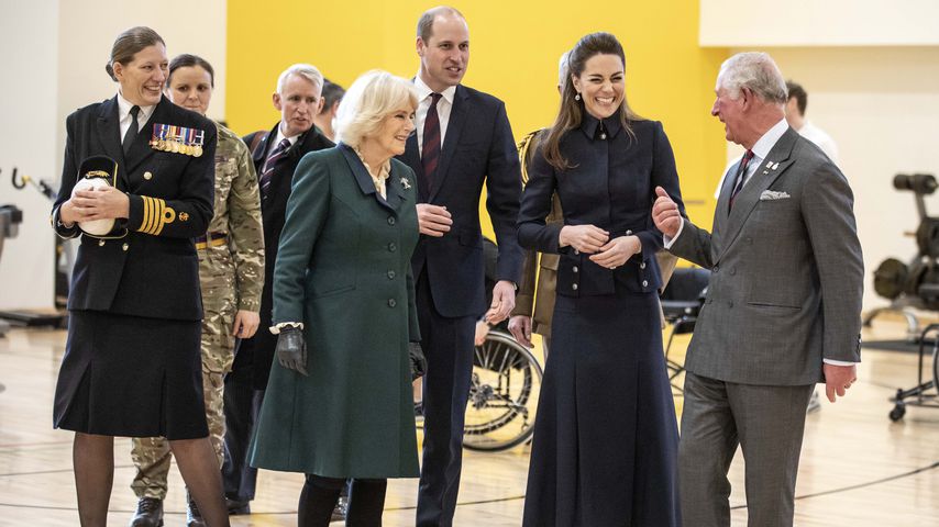 Herzogin Camilla, Prinz William, Herzogin Kate und Prinz Charles in Leicestershire