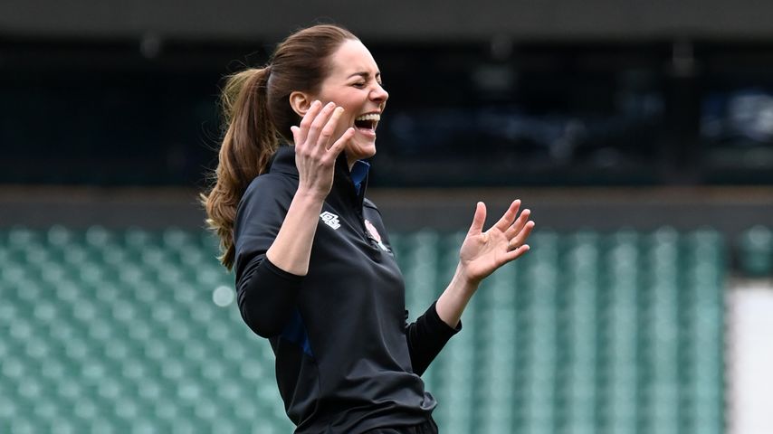 Herzogin Kate im Februar 2022 im Twickenham-Stadion in London