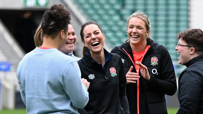 Herzogin Kate im Februar 2022 im Twickenham-Stadion in London