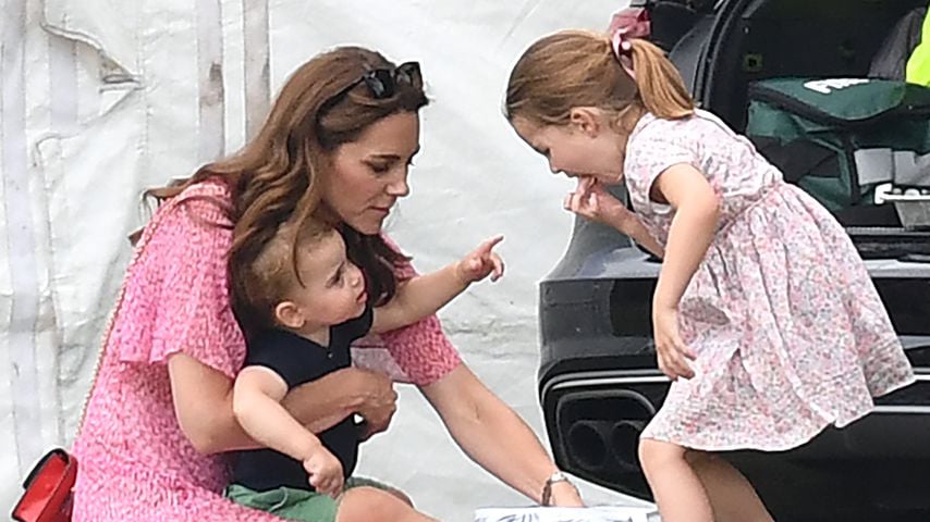 Herzogin Kate, Prinz Louis und Prinzessin Charlotte im Juli 2019