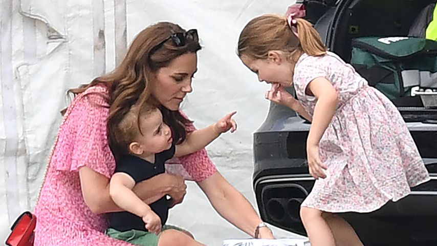 Herzogin Kate, Prinz Louis und Prinzessin Charlotte im Juli 2019