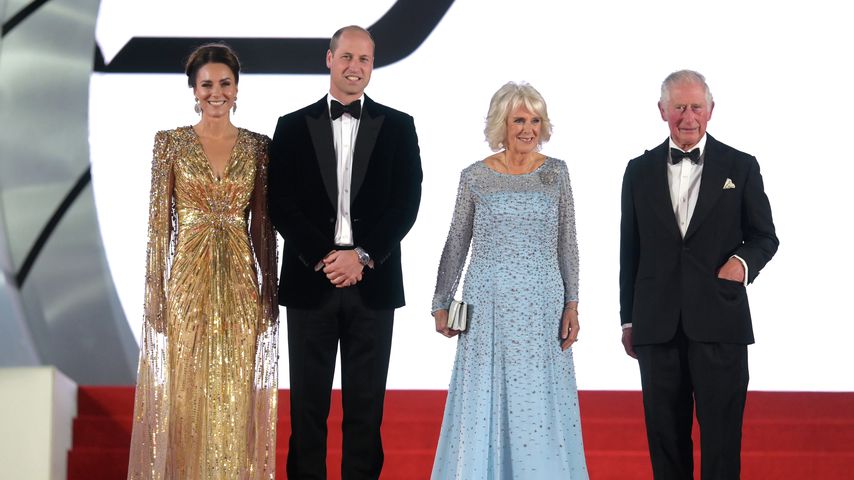 Herzogin Kate, Prinz William, Herzogin Camilla und Prinz Charles bei der "James Bond"-Premiere, 2021