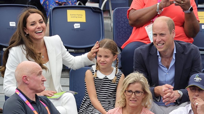 Herzogin Kate, Prinzessin Charlotte und Prinz William im August 2022