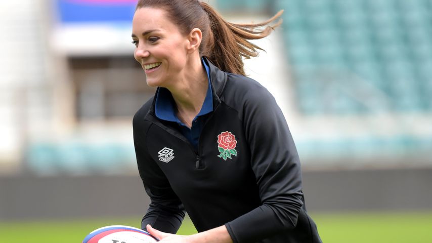Herzogin Kate im Februar 2022 im Twickenham-Stadion in London