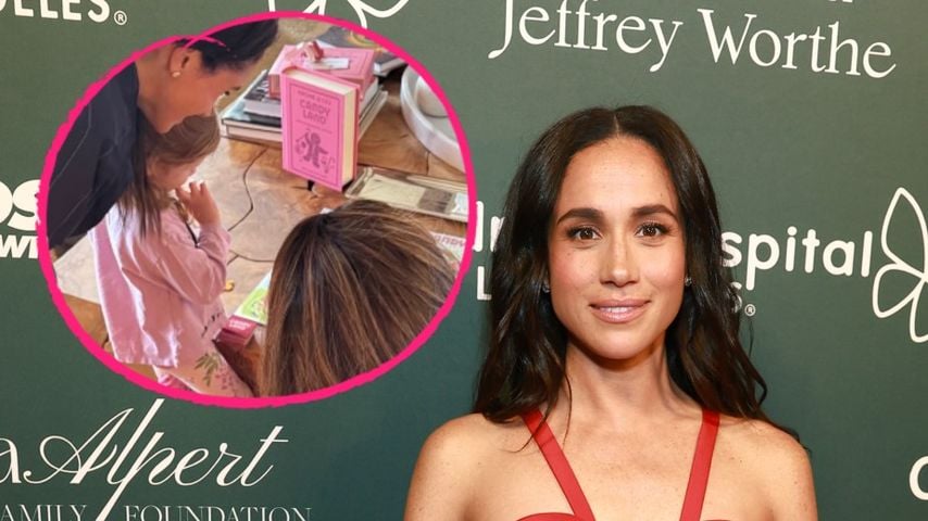 Collage: Herzogin Meghan mit Tochter Lilibet und Serena Williams