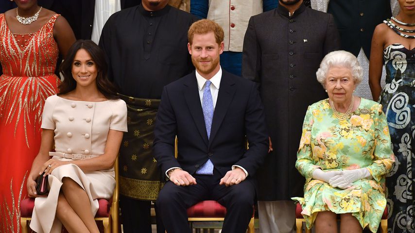 Herzogin Meghan, Prinz Harry und Queen Elizabeth II.