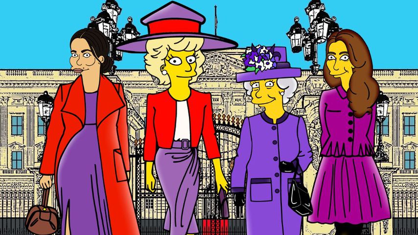 Herzogin Meghan, Prinzessin Diana, Queen Elizabeth II. und Herzogin Kate als "Simpsons"-Figuren