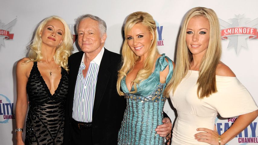 Holly Madison, Hugh Hefner, Bridget Marquardt und Kendra Wilkinson, 2008 in Hollywood