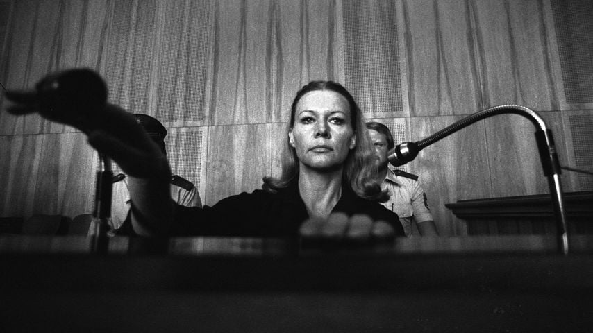 Ingrid van Bergen während ihres Prozesses 1977