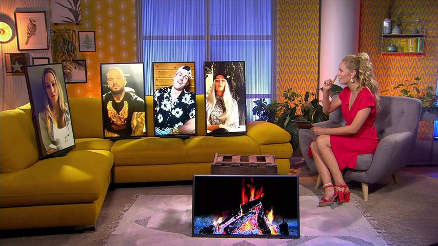 Jacky, Diogo, Calvin, Pia und Moderatorin Angela Finger-Erben