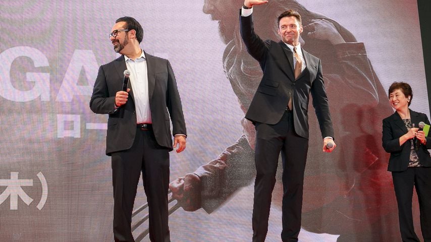 James Mangold und Hugh Jackman (Mitte) in Tokio