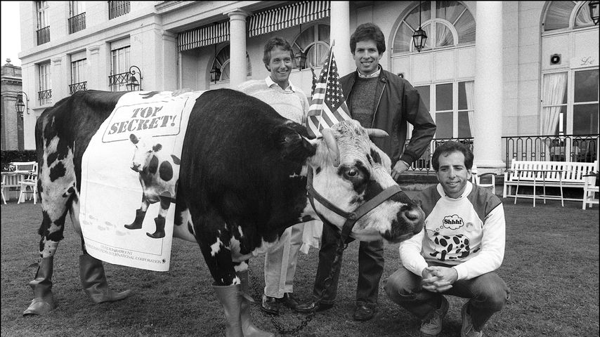 James S. Abrahams, David Zucker und Jerry Zucker bei einem Filmfestival, 1984