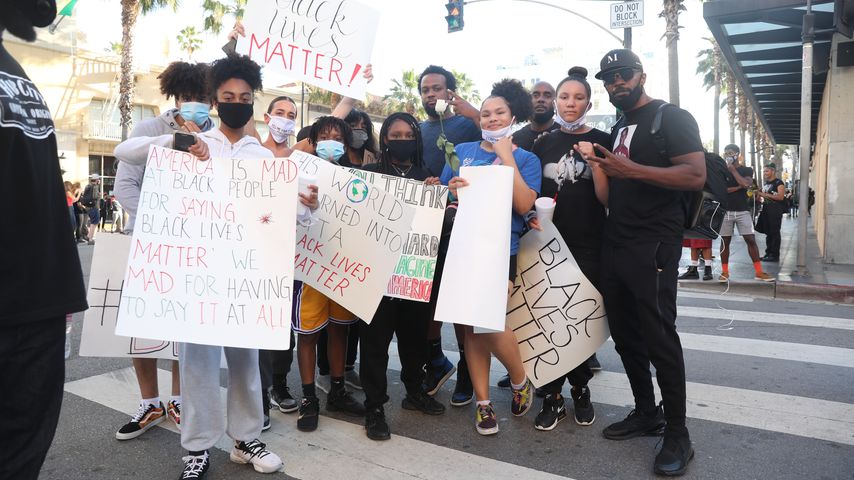 Jamie Foxx und andere Demonstranten auf einer "Black Lives Matter"-Demo in Hollywood im Jahr 2020