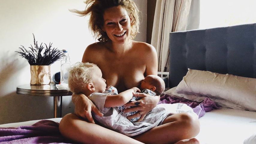 Janni Kusmagk mit ihren Kindern Emil-Ocean und Yoko