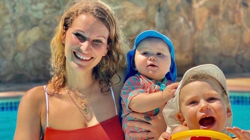 Janni Kusmagk mit ihren Kindern Yoko und Emil-Ocean, März 2020