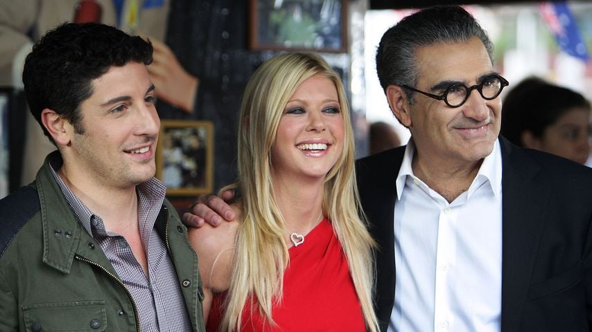 Jason Biggs, Tara Reid und Eugene Levy beim Photocall für "American Pie: Reunion" im März 2012