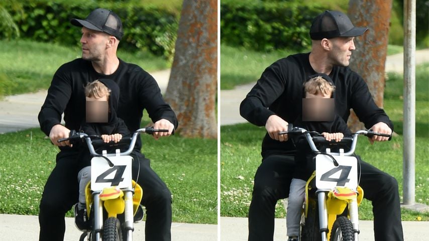 Total süß: Hier fährt Jason Statham mit Söhnchen "Motorrad"!