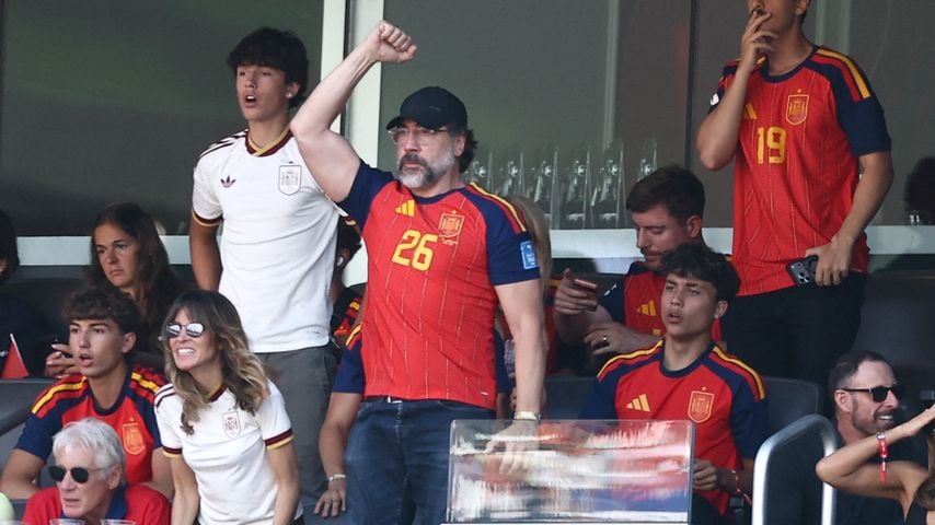 Javier Bardem jubelt über Spaniens vermeintlichen Führungstreffer im WM-Finale 2026 gegen Argentinien in East Rutherford