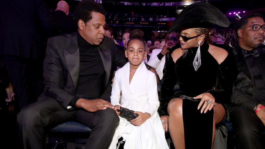 Jay-Z, Blue Ivy und Beyoncé  bei den Grammys in NYC im Januar 2018