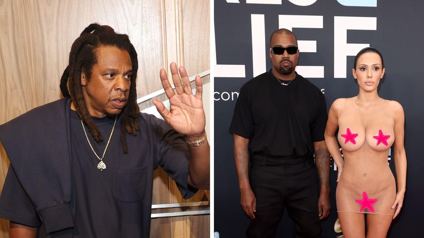 Collage: Jay-Z, Kanye West und Bianca Censori