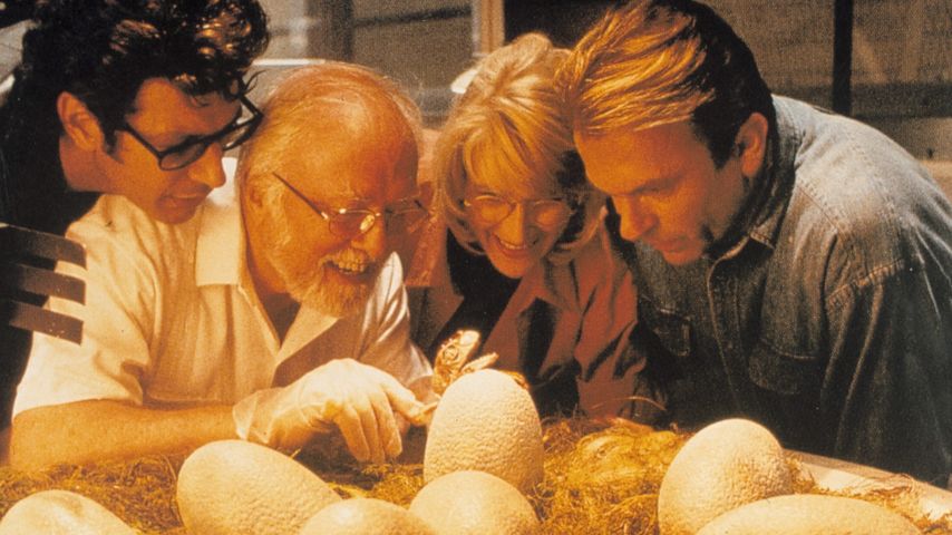 Jeff Goldblum, Sir Richard Attenborough, Laura Dern und Sam Neill in "Jurassic Park"