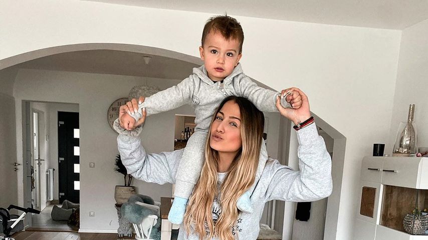 Jenefer Riili mit ihrem Freund Matthias und Söhnchen Milan, Februar 2020