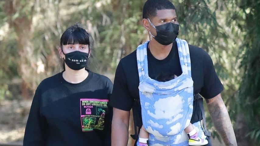 So cool trägt Sänger Usher sein Baby beim Ausflug in L.A.