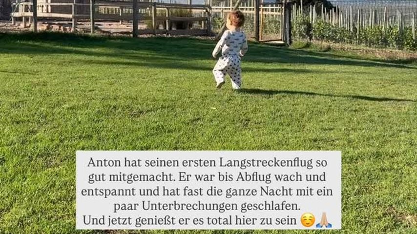 Jennifer Lange gibt auf Instagram ein Flug-Update mit Anton