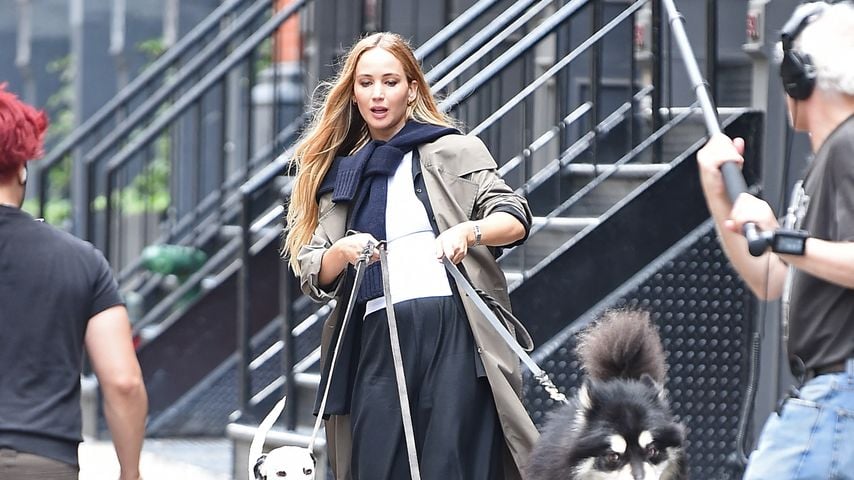 Tierischer Spaß: Hier shootet Jennifer Lawrence mit Hunden