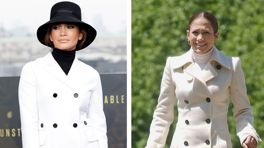 Jennifer Lopez im Jahr 2024 und 2002