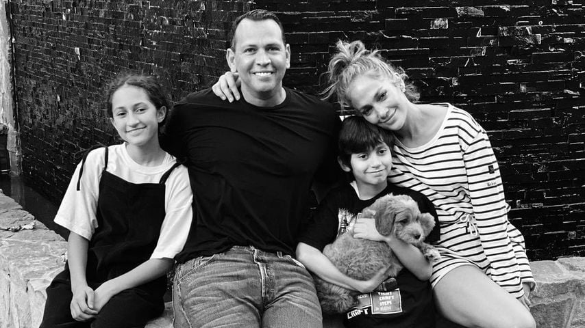 Jennifer Lopez mit ihren Kindern Emme Maribel und Maximilian David sowie Alex Rodriguez