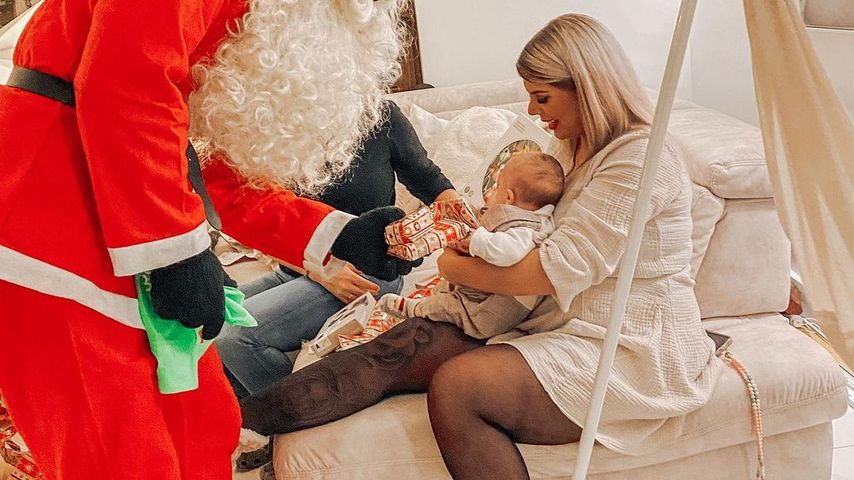Jenny Frankhauser mit ihrem Sohn Damian an Weihnachten 2022