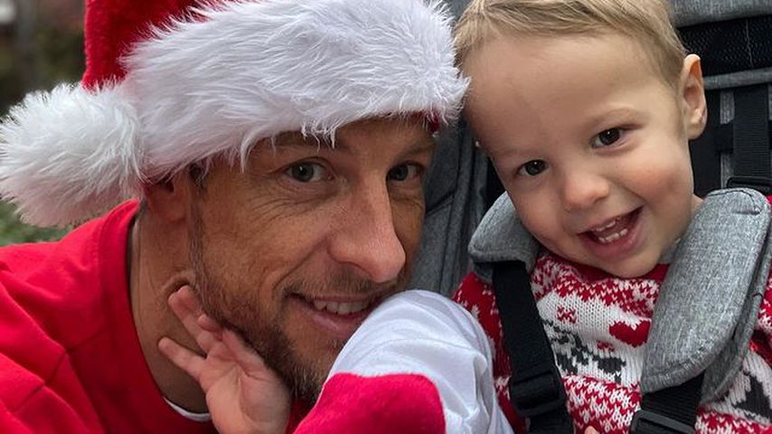 Jenson Button mit seinem Sohn Hendrix