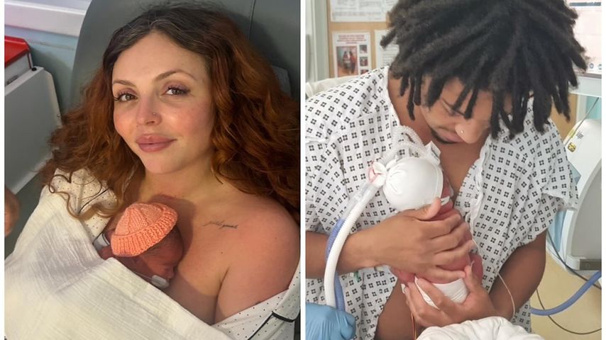 Jesy Nelson und Zion Foster mit ihren Zwillingen