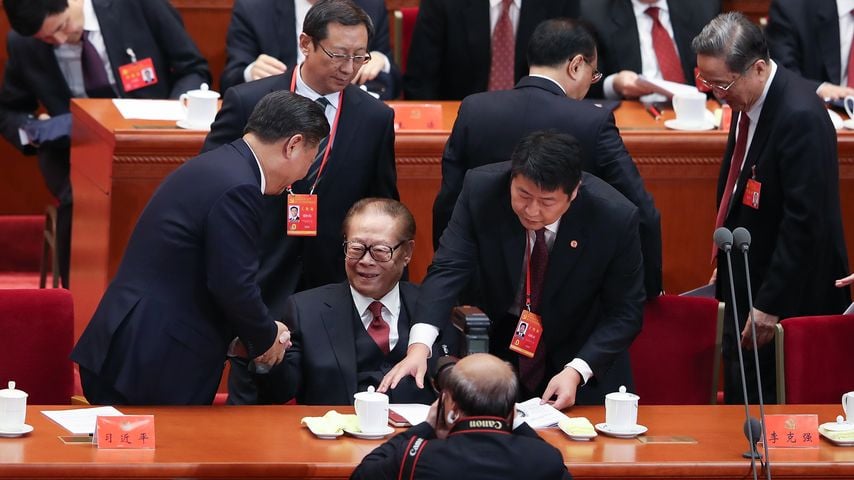 Jiang Zemin auf dem Kongress der Kommunistischen Partei 2017