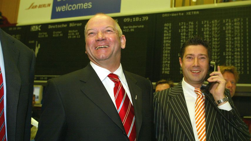Joachim Hunold und Joachim Llambi in der Börse in Frankfurt, 2006