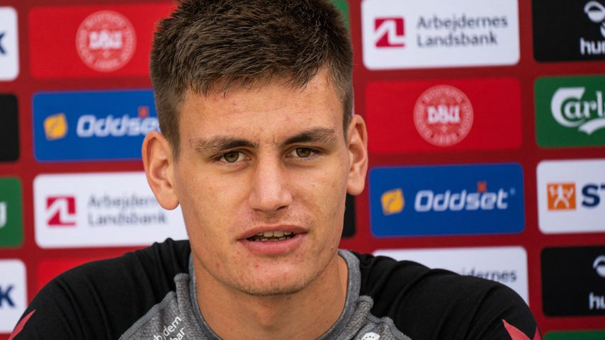 Joakim Maehle bei einer Pressekonferenz in Kopenhagen am 19. Juni 2021