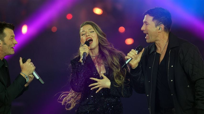 Joelina Drews, Lucas Cordalis und Achim Petry beim Silvester-Schlagerboom 2026 im BMW Park München