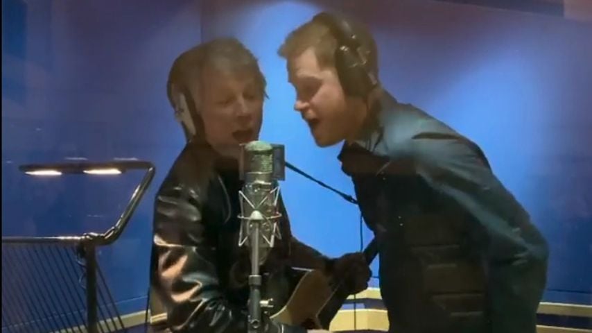 Jon Bon Jovi und Prinz Harry in den Abbey Road Studios in London im Februar 2020
