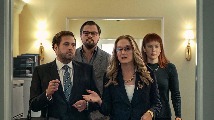 Jonah Hill, Leonardo DiCaprio, Meryl Streep und Jennifer Lawrence in "Don't Look Up"