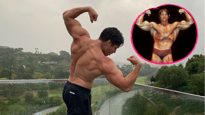 Papa-Kopie: Arnies Sohn macht legendäre Muskel-Pose nach!