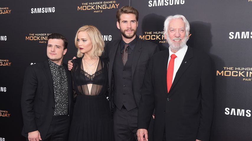 Josh Hutcherson, Jennifer Lawrence, Liam Hemsworth und Donald Sutherland