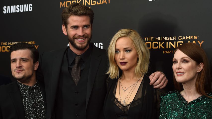 Josh Hutcherson, Liam Hemsworth, Jennifer Lawrence und Julianne Moore