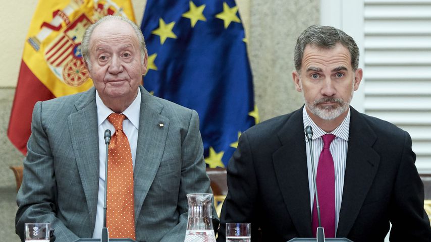 Juan Carlos und König Felipe VI. bei einem Meeting in Madrid im Mai 2019