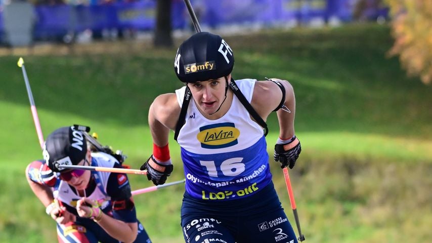 Julia Simon beim Super Sprint beim Loop One Biathlon Opening Festival im Olympiapark München, Oktober 2025.